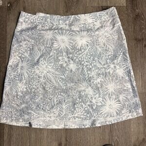 Rip Skirt Hawaii Women's L Floral Specked Cover Up Gray White Wrap Skirt